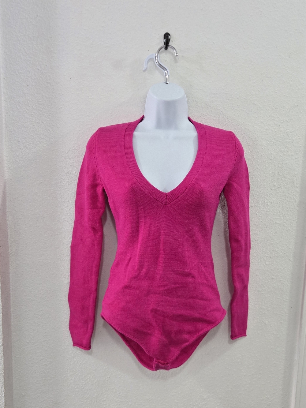 Zara Fuchsia V-Neck Long Sleeve Bodysuit